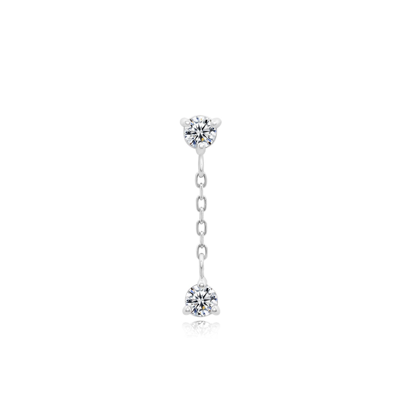 14k gold threadless end with CZ stones and connected chain