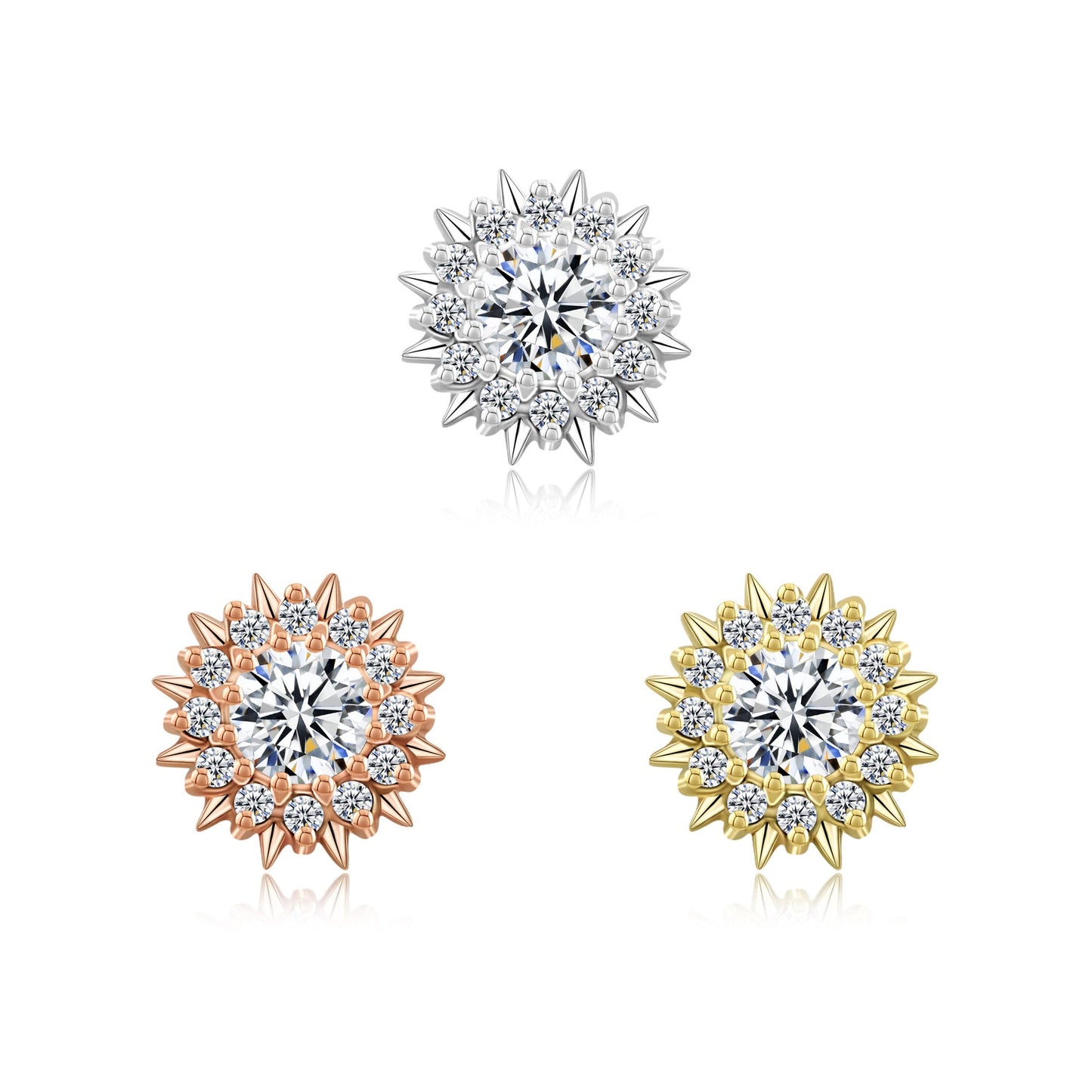 14k gold clicker ring with CZ stones for nose piercing