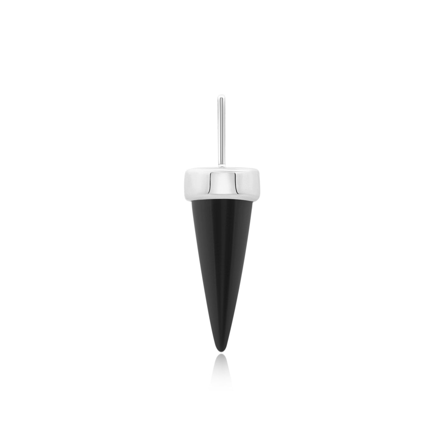 14k gold spear-shaped black onyx threadless piercing jewelry
