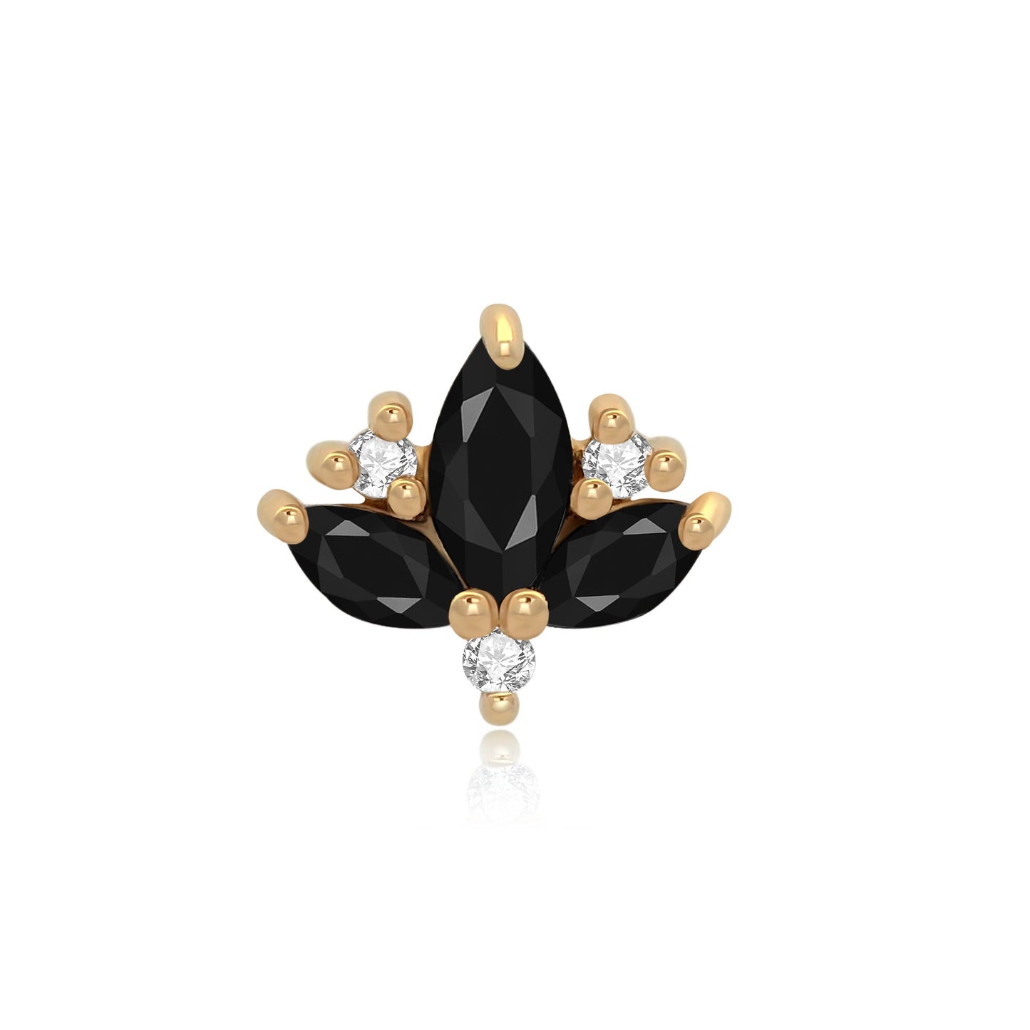 14k gold lotus threadless end with opal CZ gems