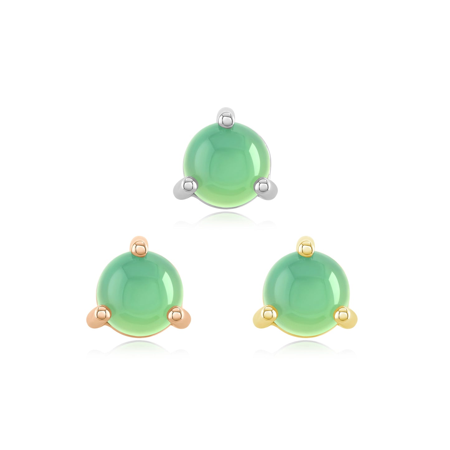 chrysoprase threadless end 14k gold three prong piercing top