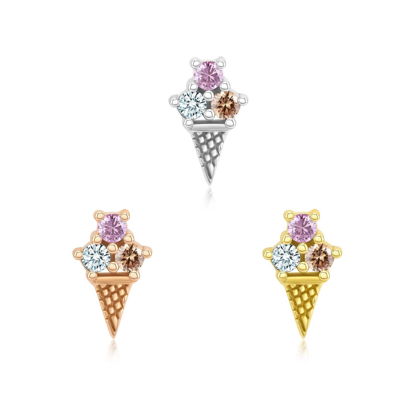 Ice Cream Threadless End – 14k Gold Piercing Jewelry