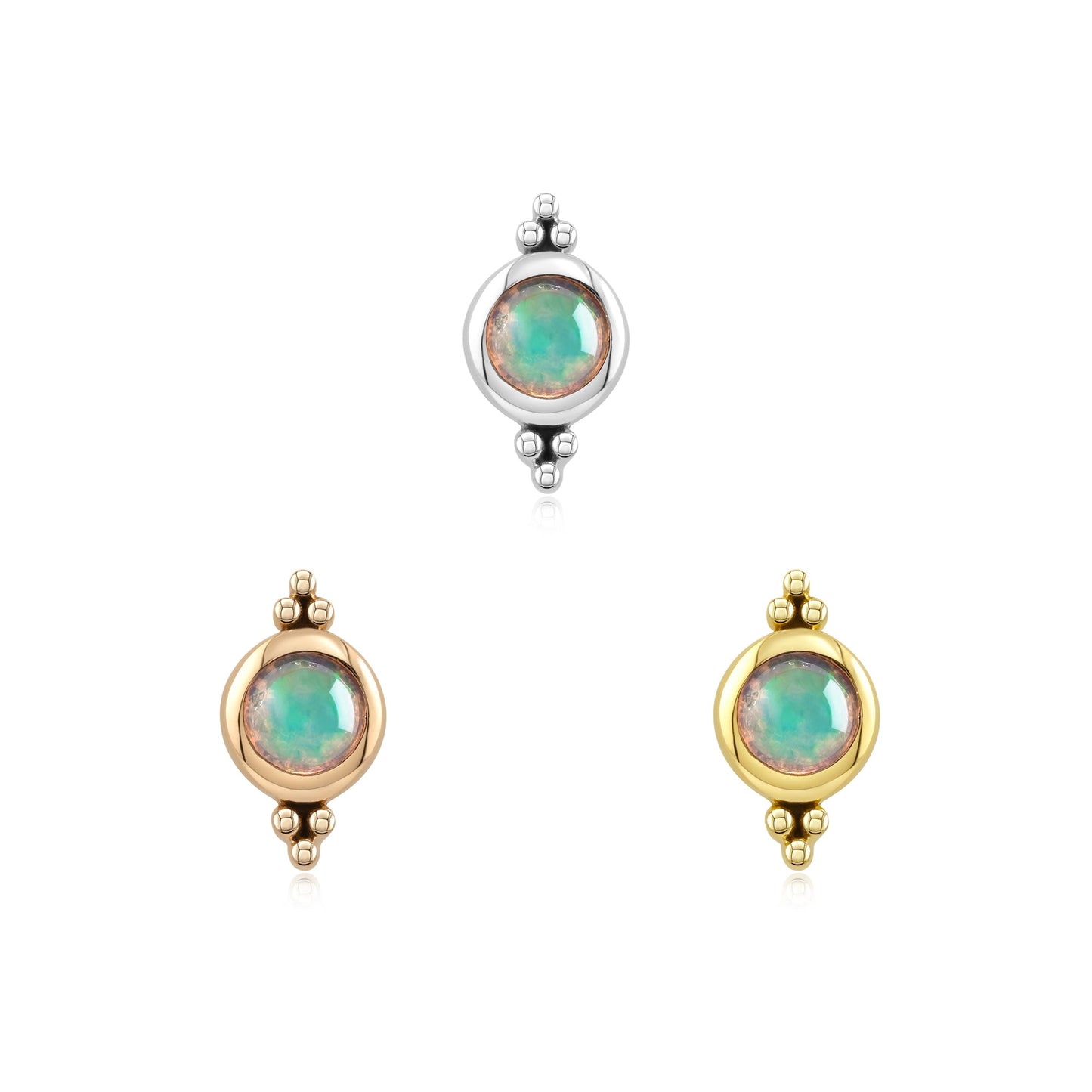 Sweetheart 14k gold opal threadless body jewelry