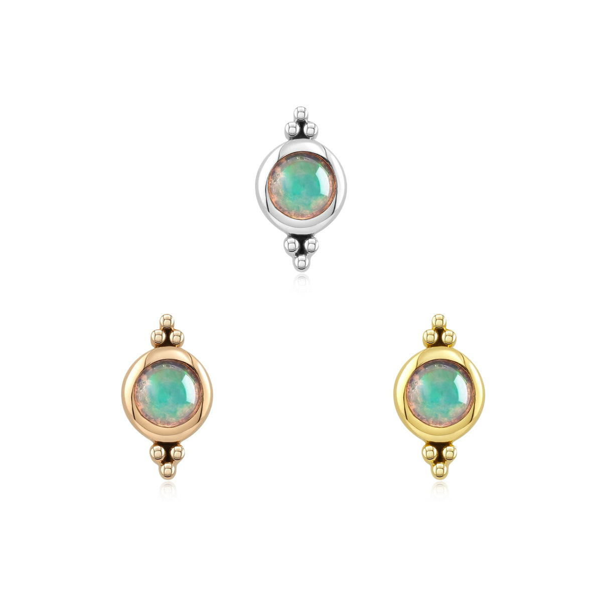 Sweetheart 14k gold opal threadless body jewelry