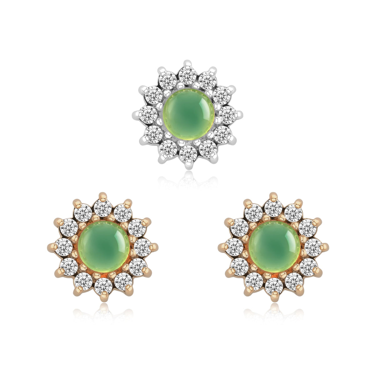 14k gold Helia threadless end with opal and chrysoprase center