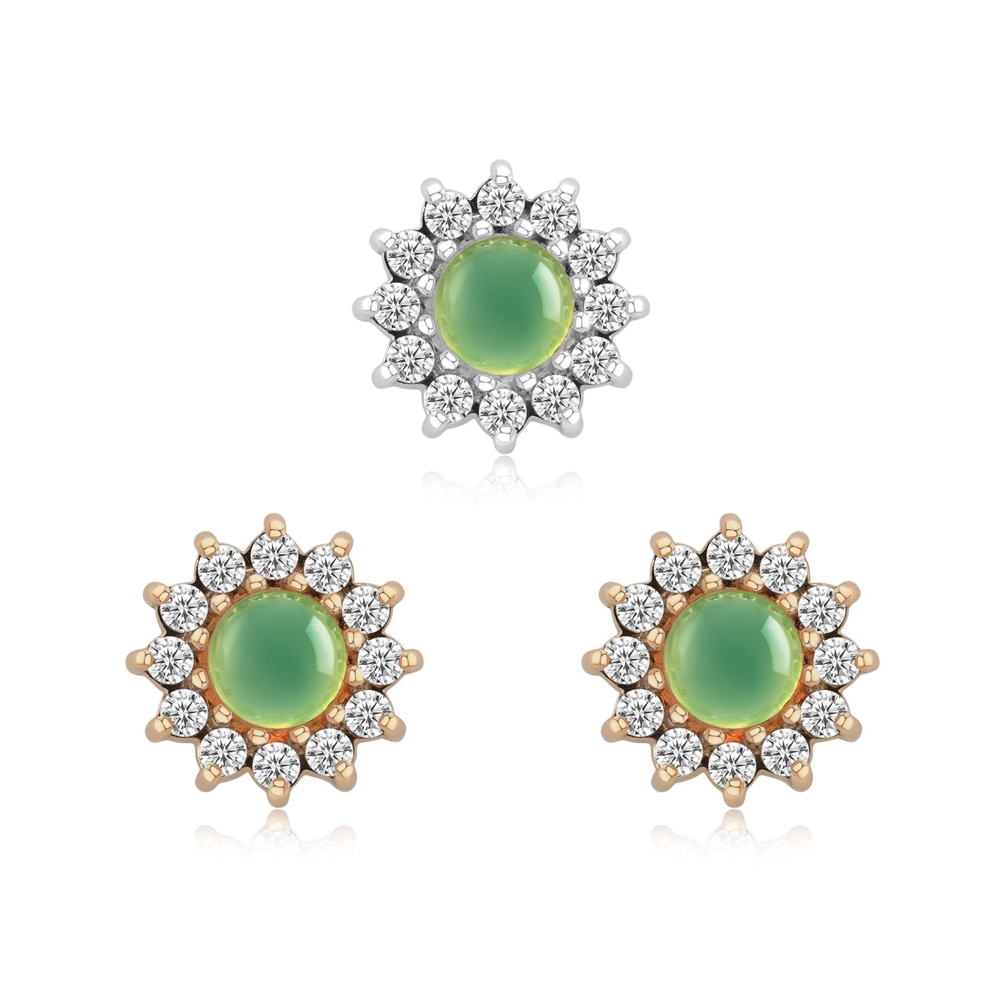 14k gold Helia threadless end with opal and chrysoprase center