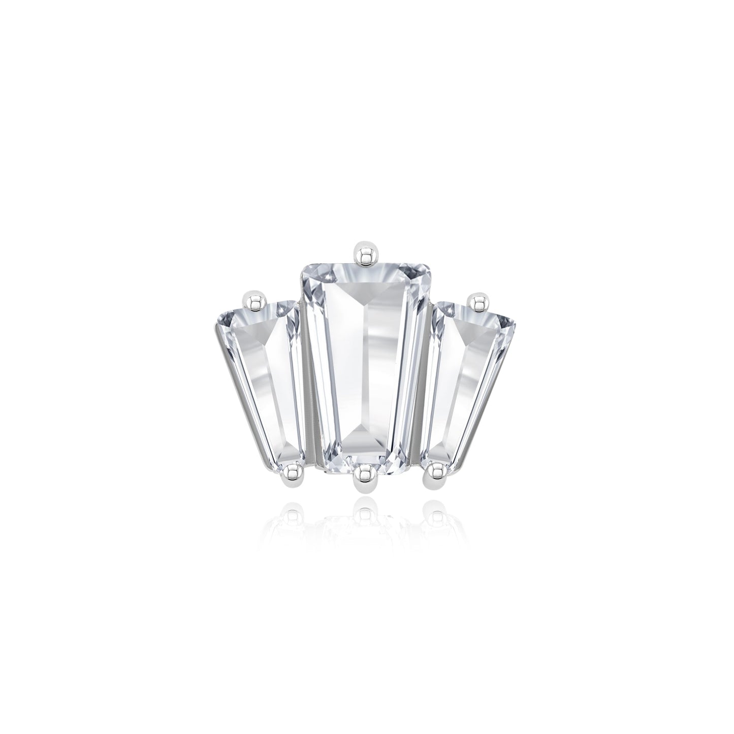 Tri-Glow Baguette 14k gold CZ threadless piercing end