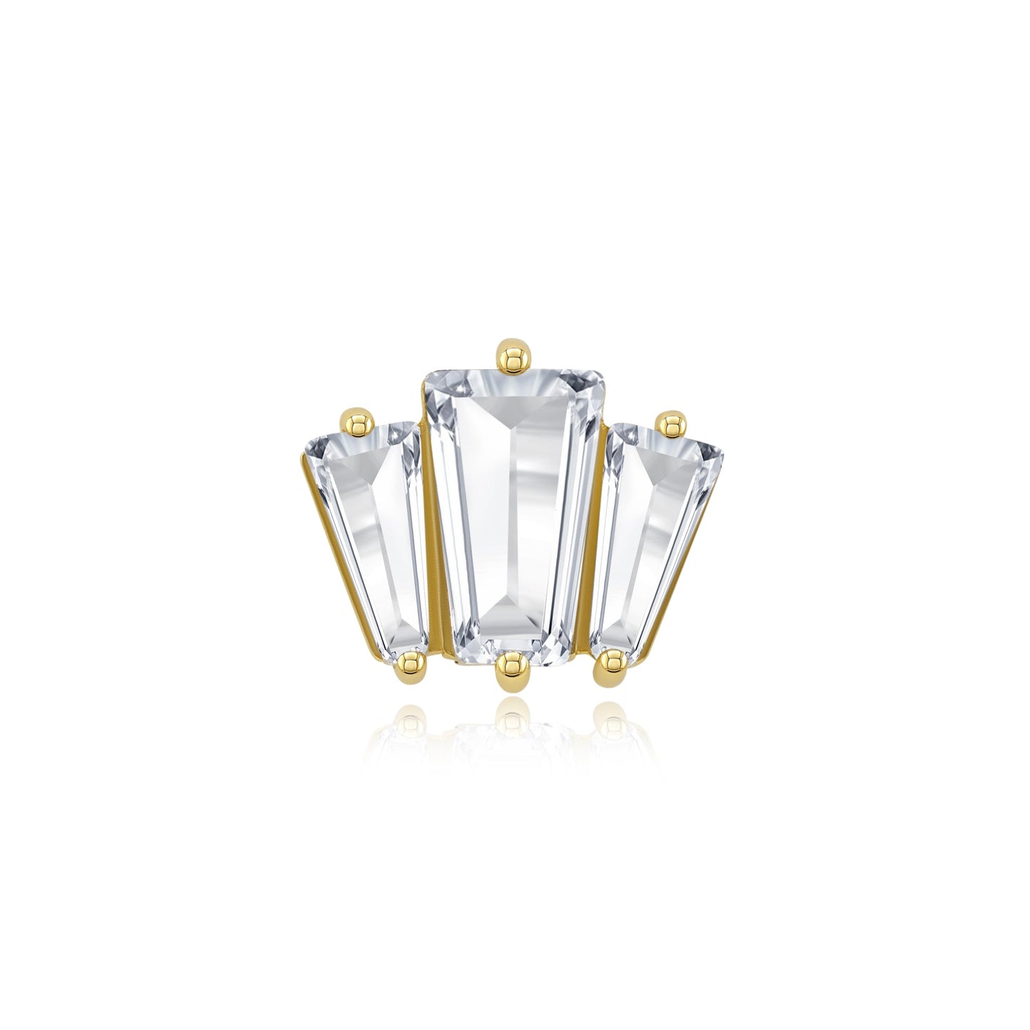 Tri-Glow Baguette 14k gold CZ threadless piercing end