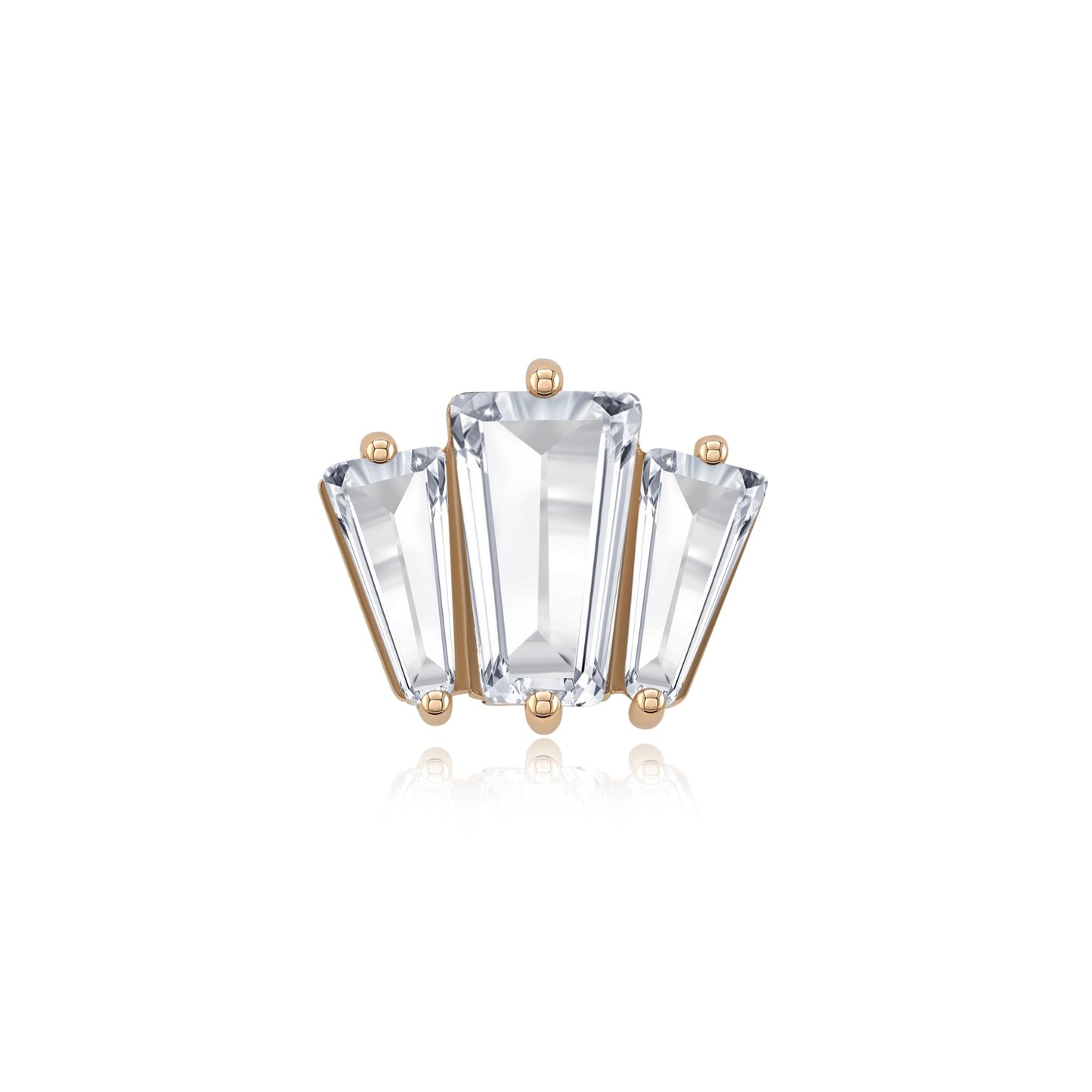 Tri-Glow Baguette 14k gold CZ threadless piercing end