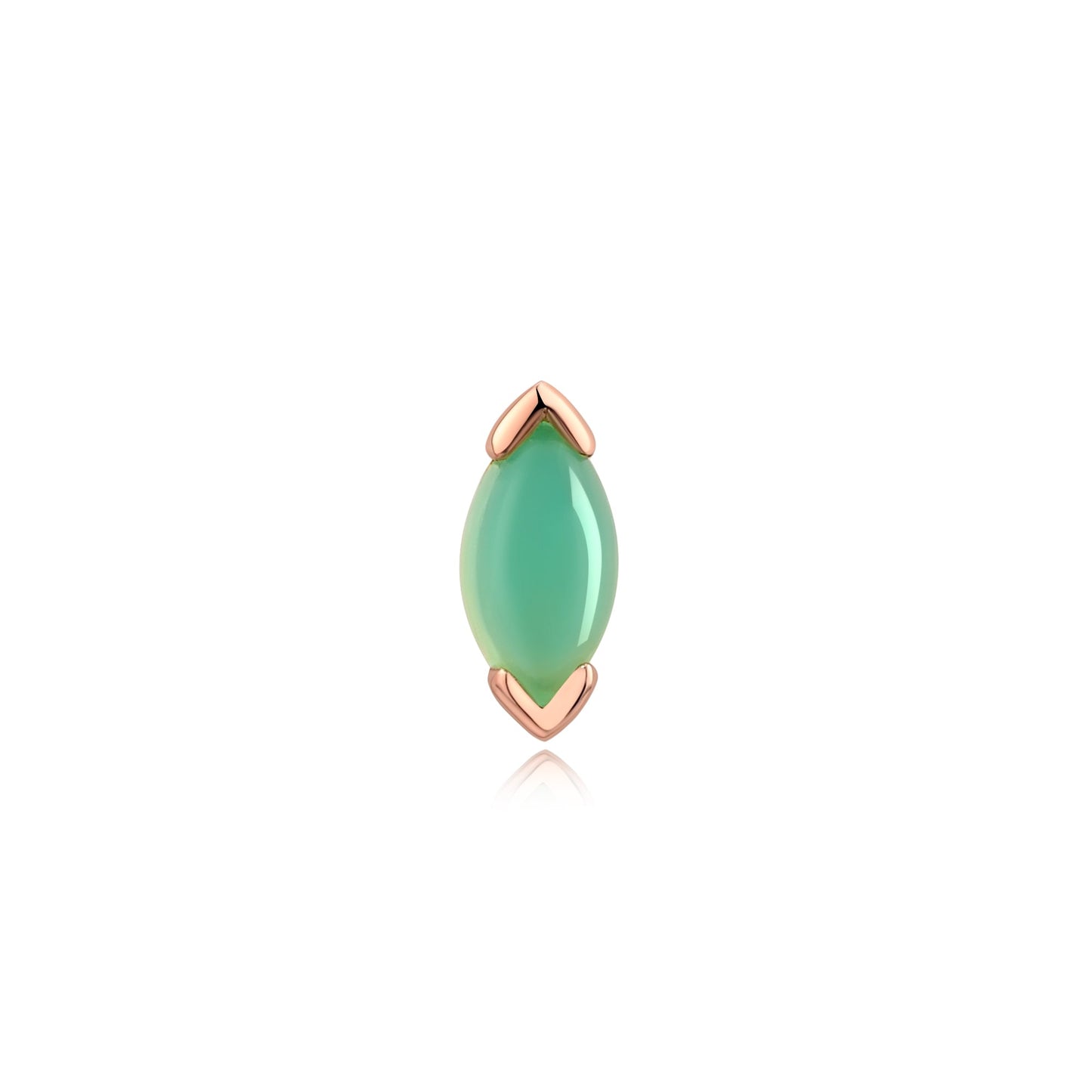 14k gold threadless end with genuine chrysoprase for piercings