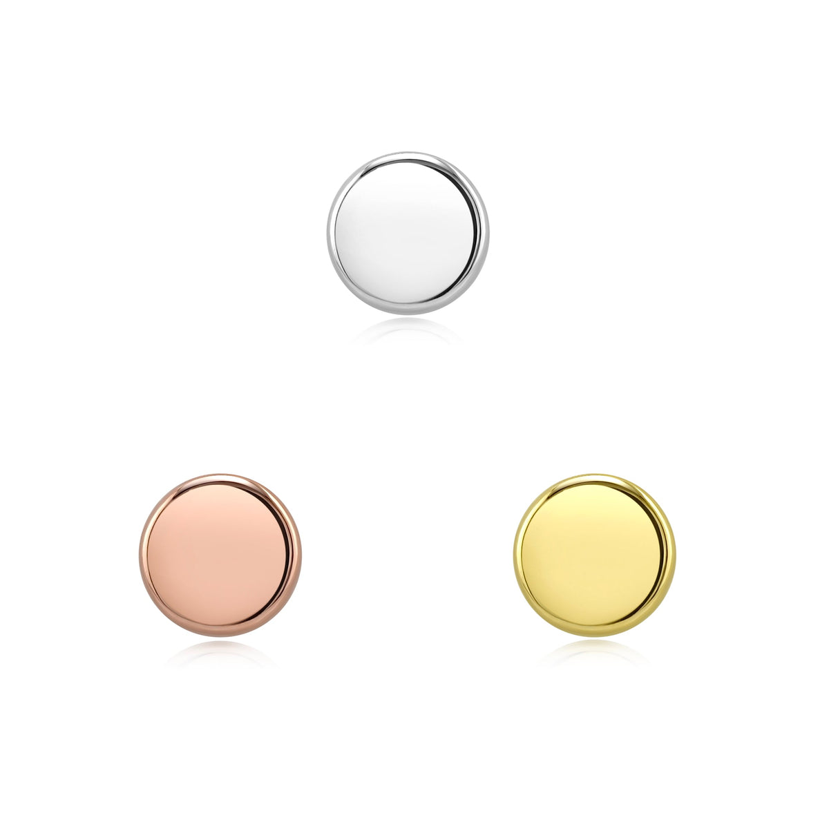 14k gold flat disk threadless end for piercing jewelry