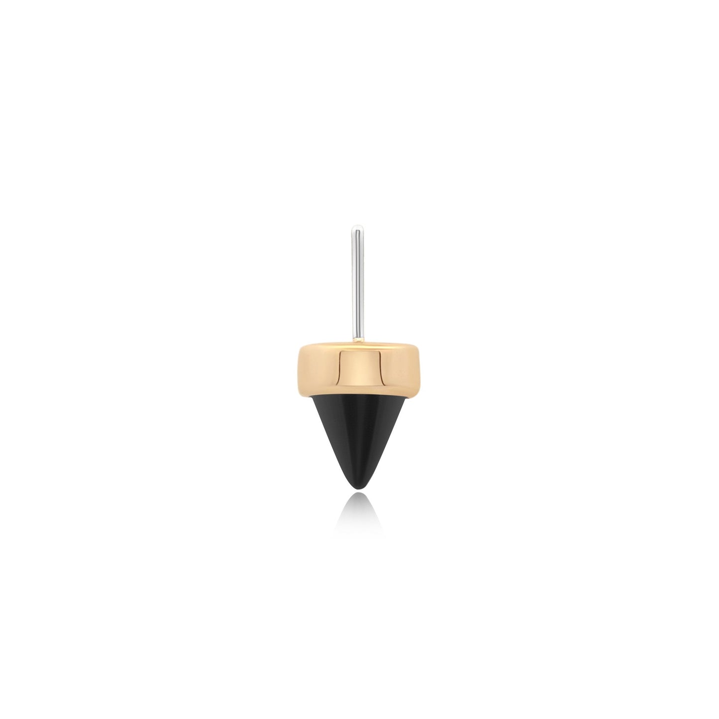 14k gold spear-shaped black onyx threadless piercing jewelry