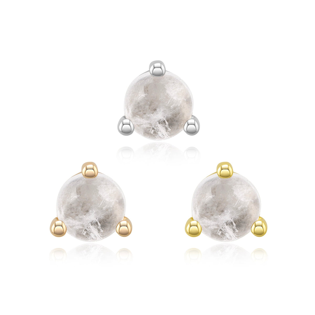 3 prong cabochon moonstone threadless piercing jewelry gold