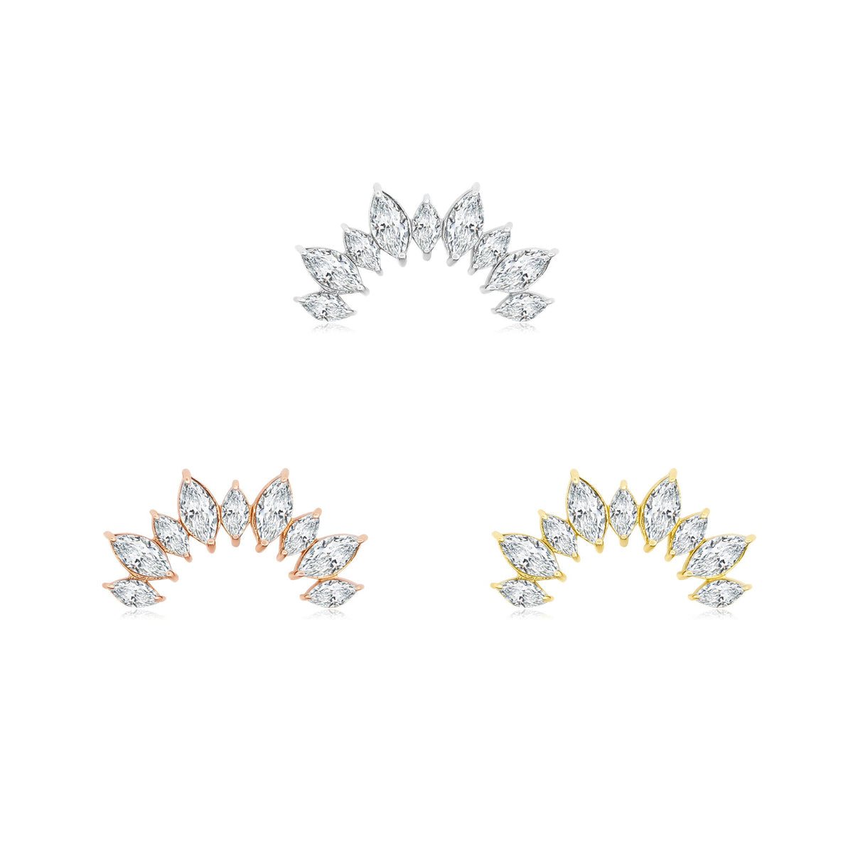Aurora 14k gold curved threadless piercing jewelry
