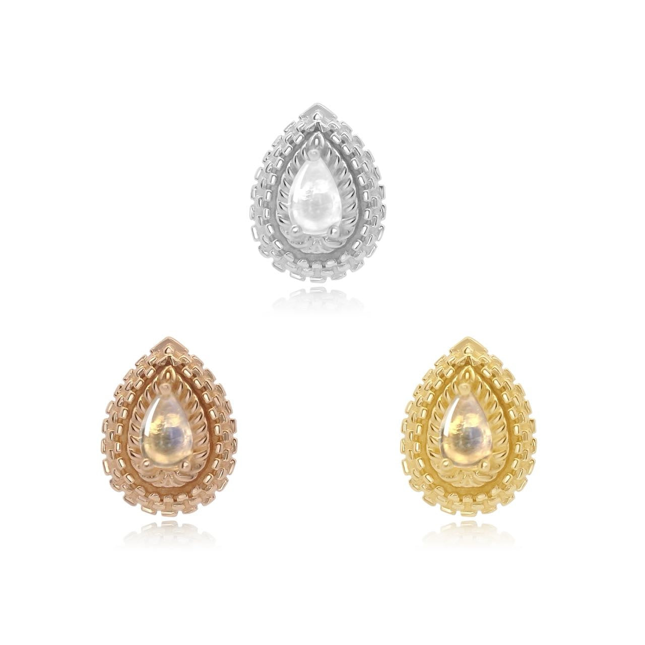 14k gold moonstone threadless end body jewelry – Solara