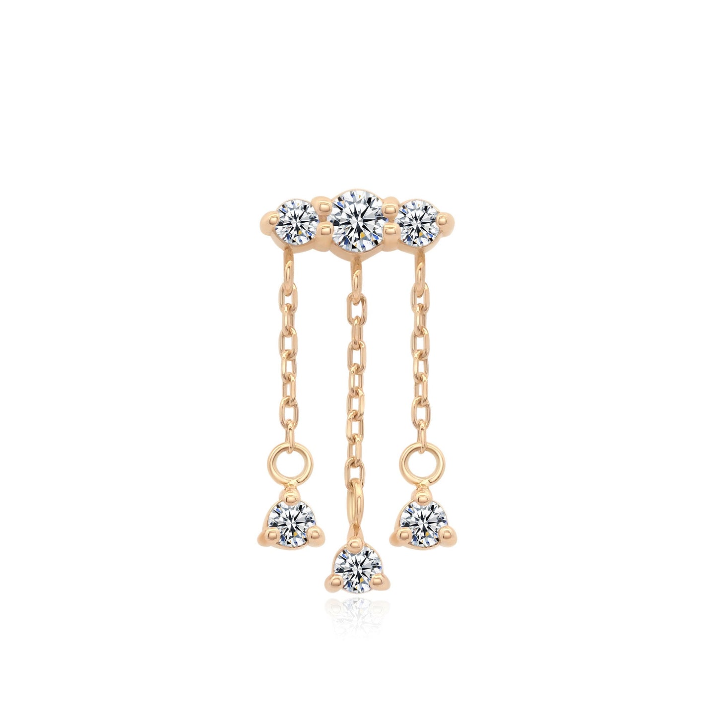 14k gold threadless chain CZ piercing jewelry Novelle