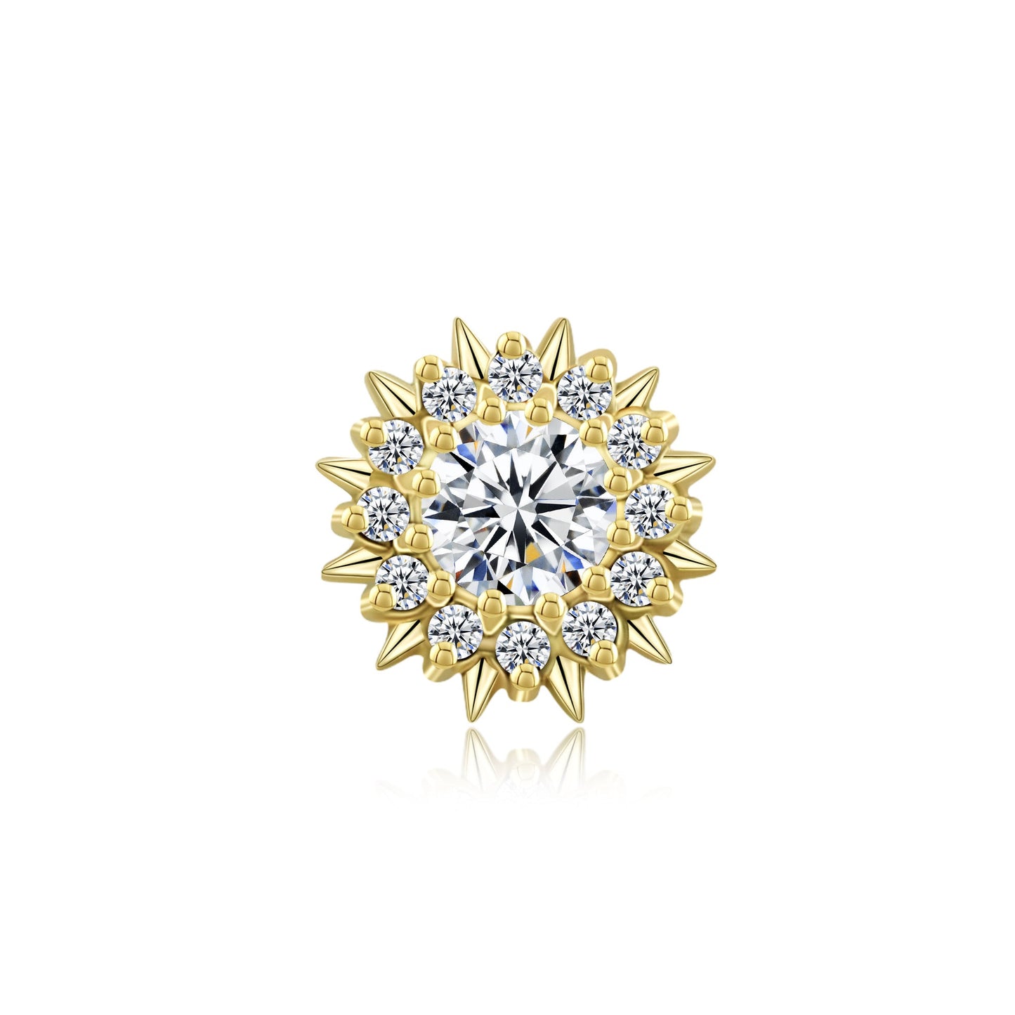 14k gold clicker ring with CZ stones for nose piercing