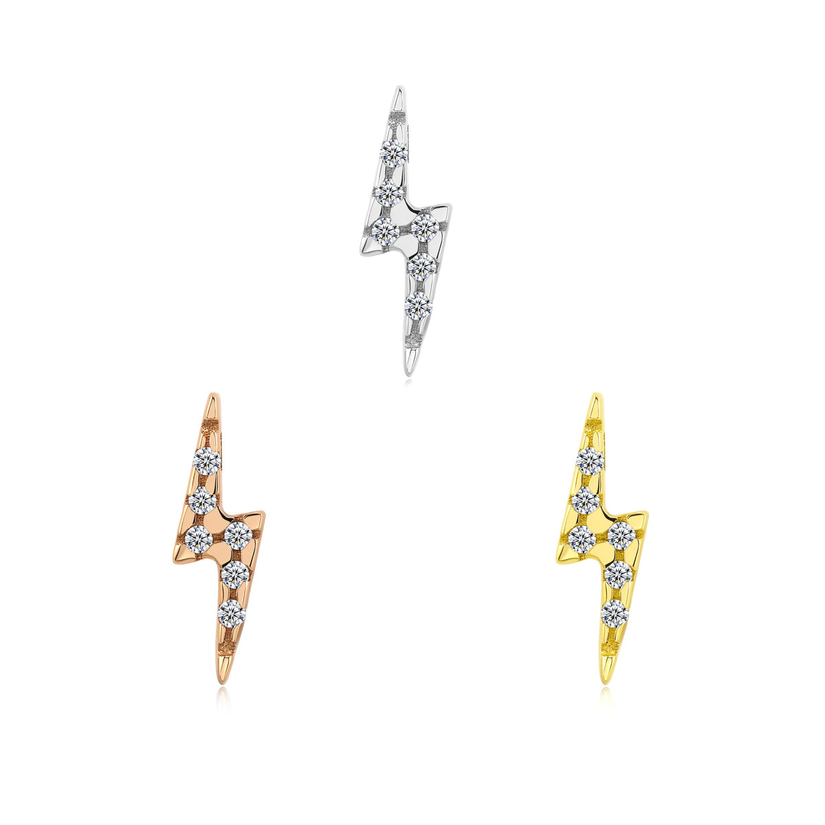 14k gold Bolt Bling threadless end with clear CZ gems