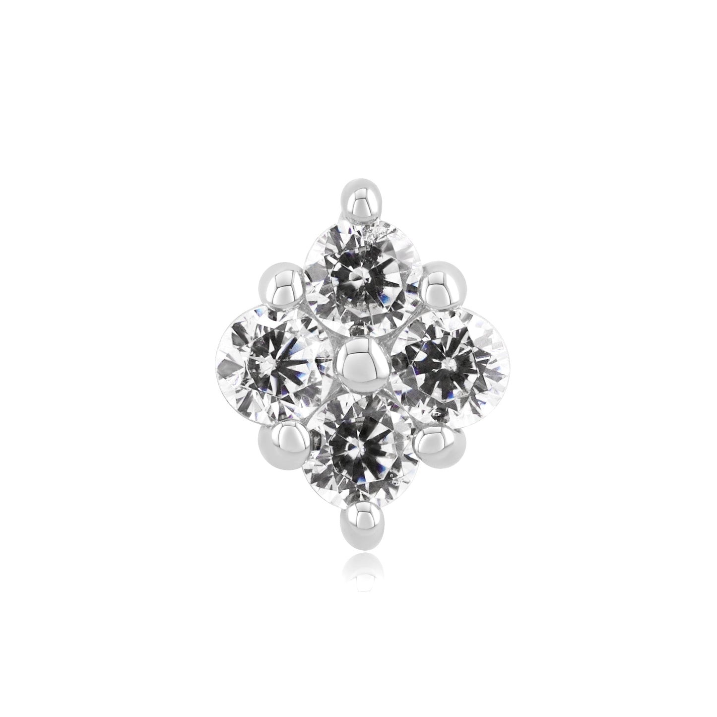 Divine 14k gold threadless piercing end with opal or CZ gems