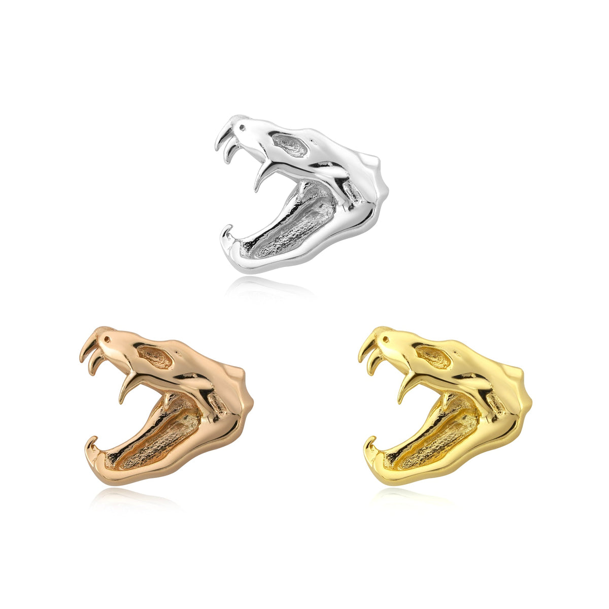 dragon skull threadless end in 14k gold piercing jewelry