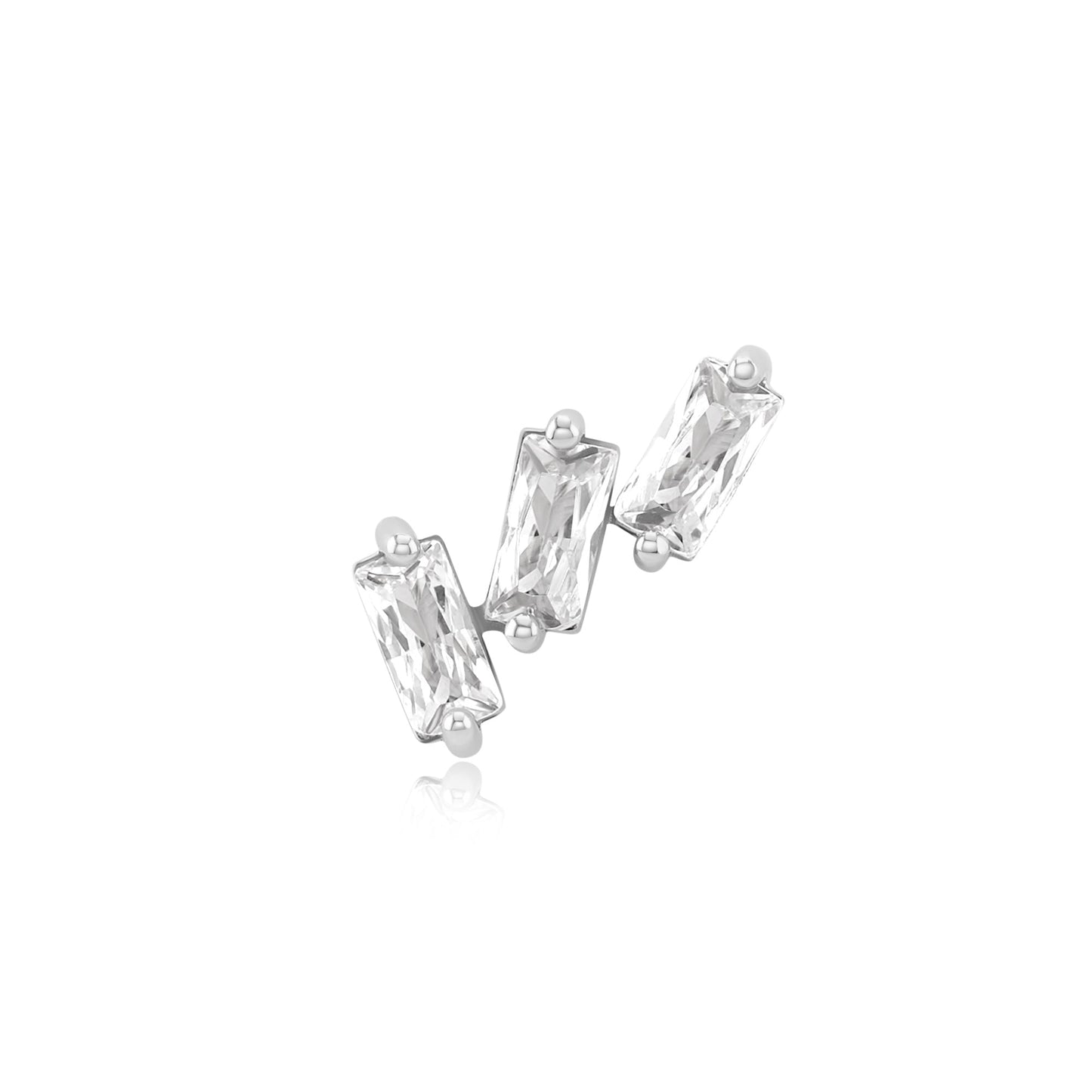 mini baguette CZ threadless end in 14k gold for piercings