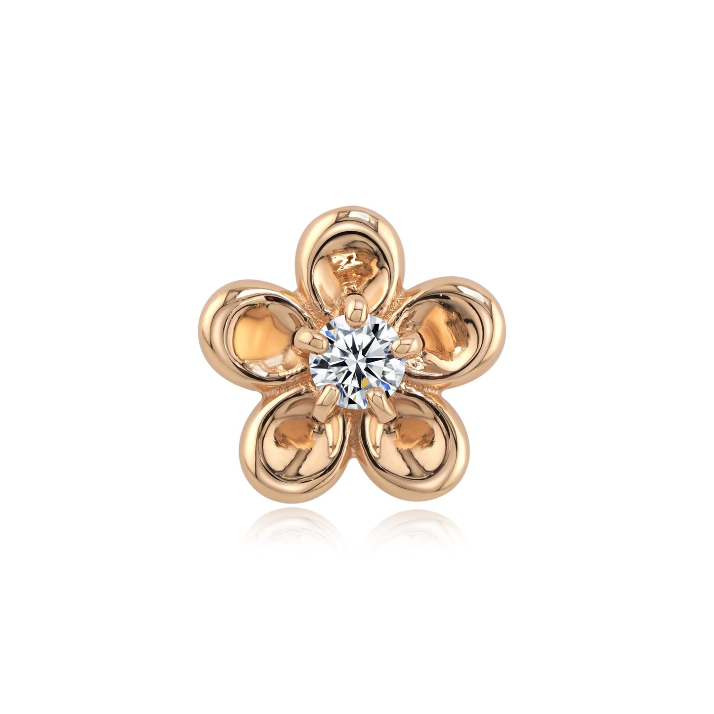 14k gold Flora threadless end with CZ gem for piercings
