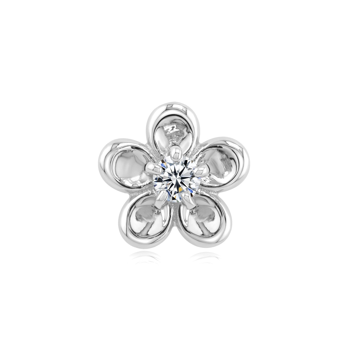 14k gold Flora threadless end with CZ gem for piercings