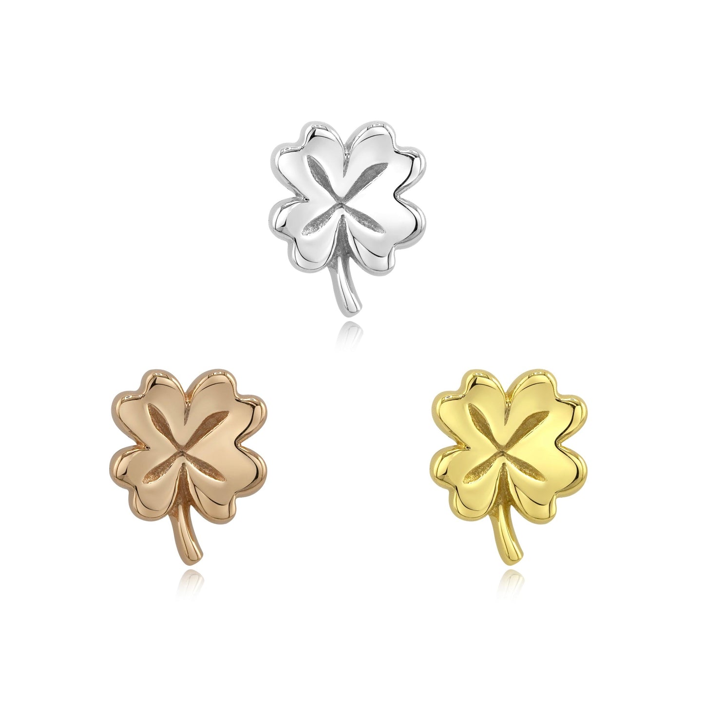 Four leaf clover 14k gold threadless end piercing charm