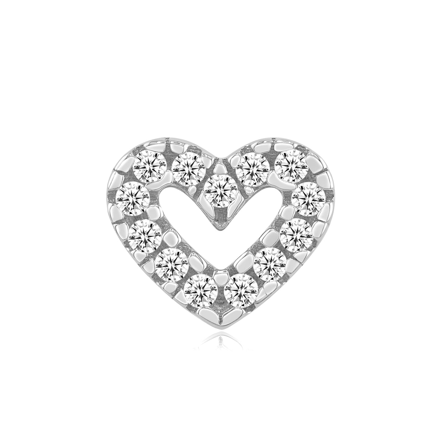 14k gold CZ heart piercing jewelry threadless end design