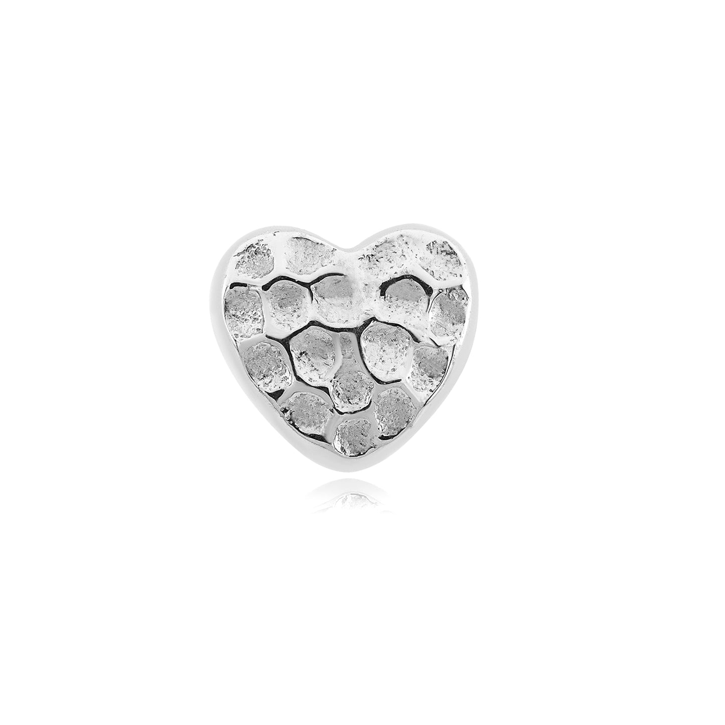 14k gold hammered heart threadless piercing end