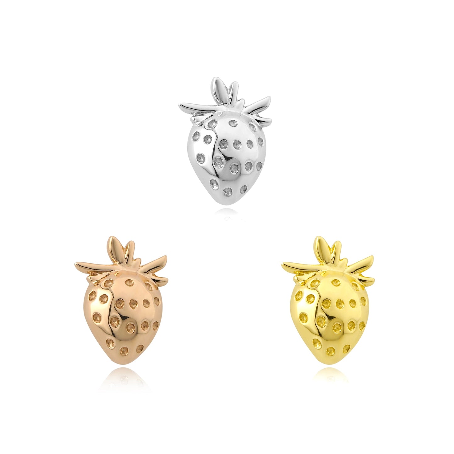 14k gold strawberry threadless piercing jewelry end