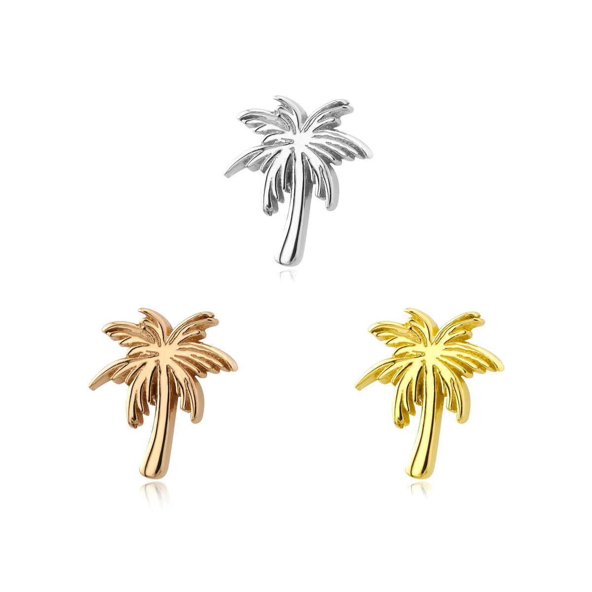 14k gold palm tree threadless end tropical body jewelry