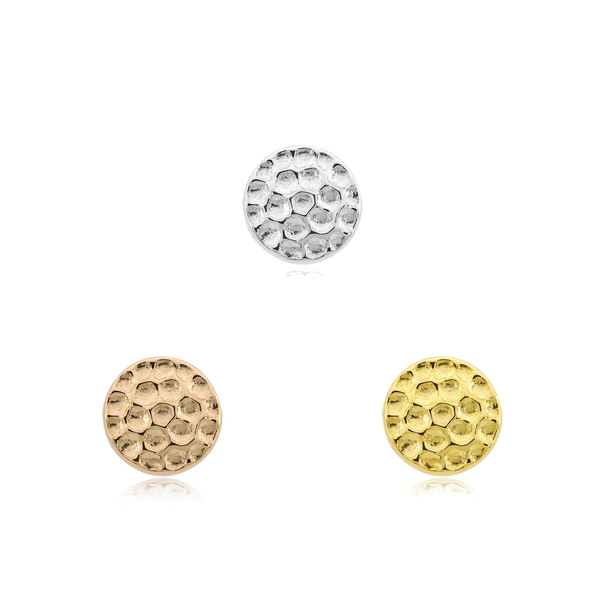 14k gold hammered disk threadless end piercing