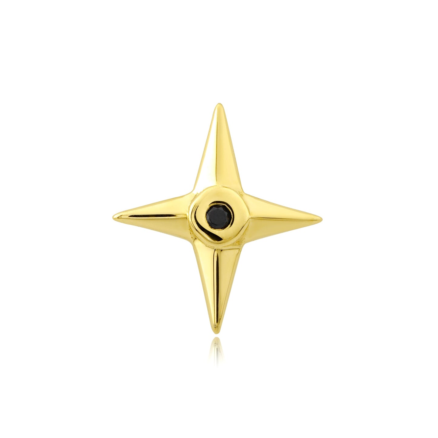 Ninja Star 14k gold threadless end with black or clear CZ gem