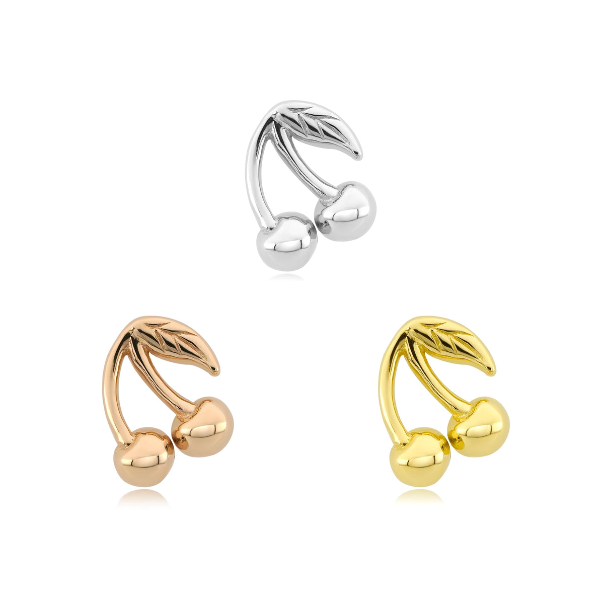 cherry threadless end 14k gold piercing jewelry for studios