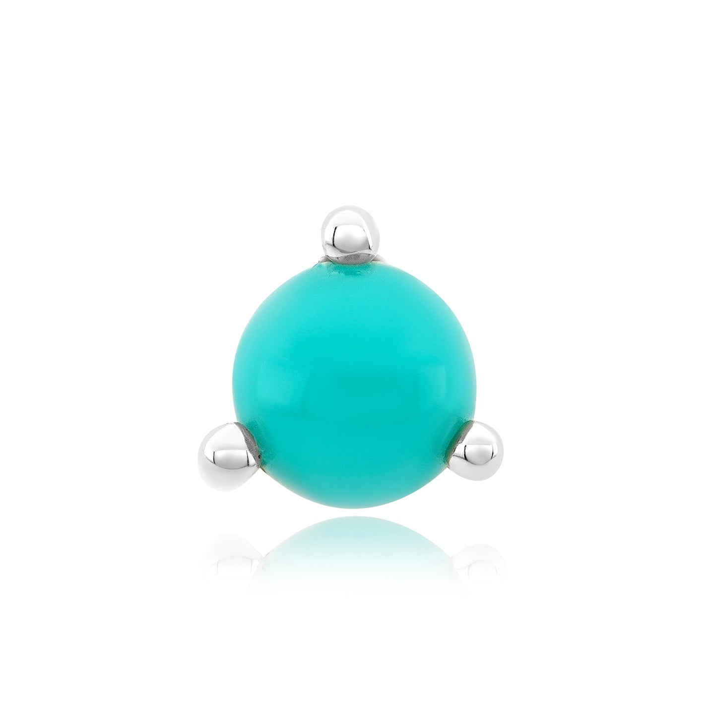 3 prong turquoise cabochon in 14k gold body jewelry setting