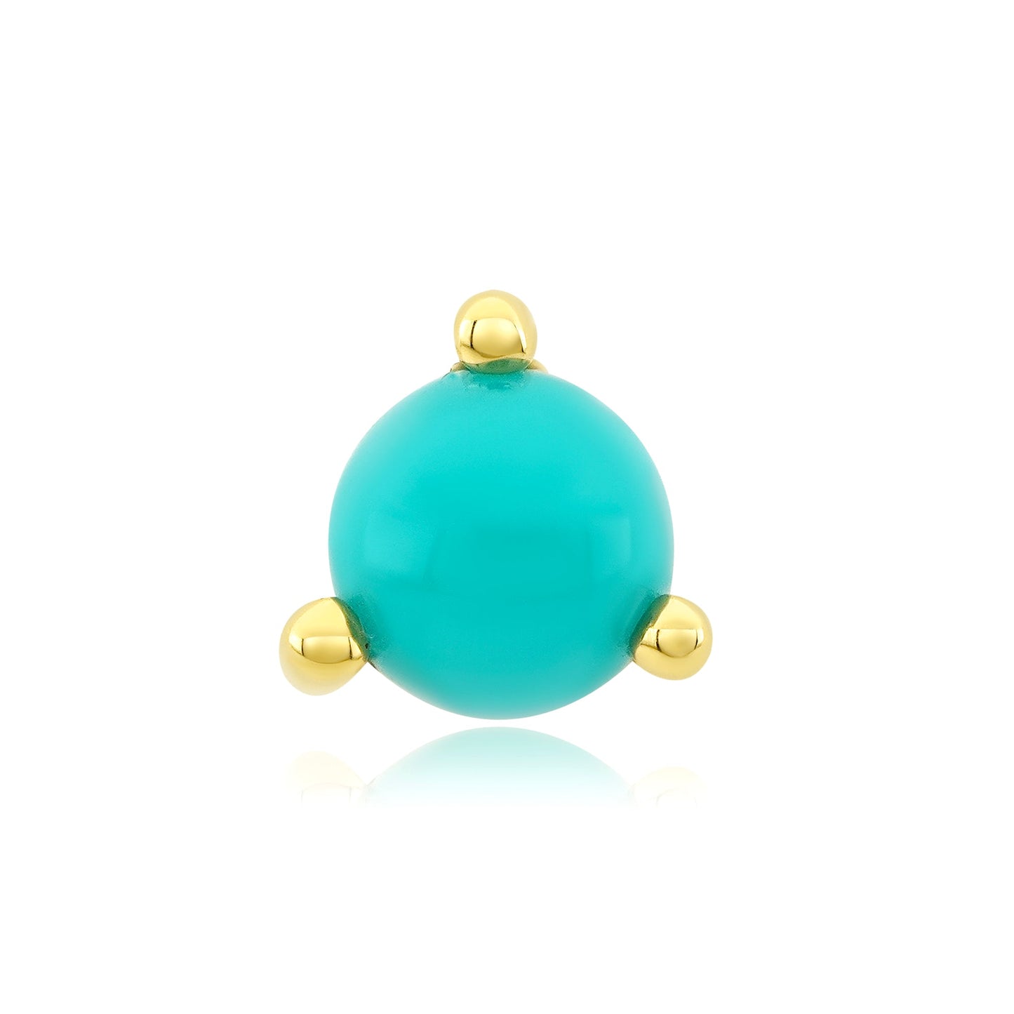 3 prong turquoise cabochon in 14k gold body jewelry setting