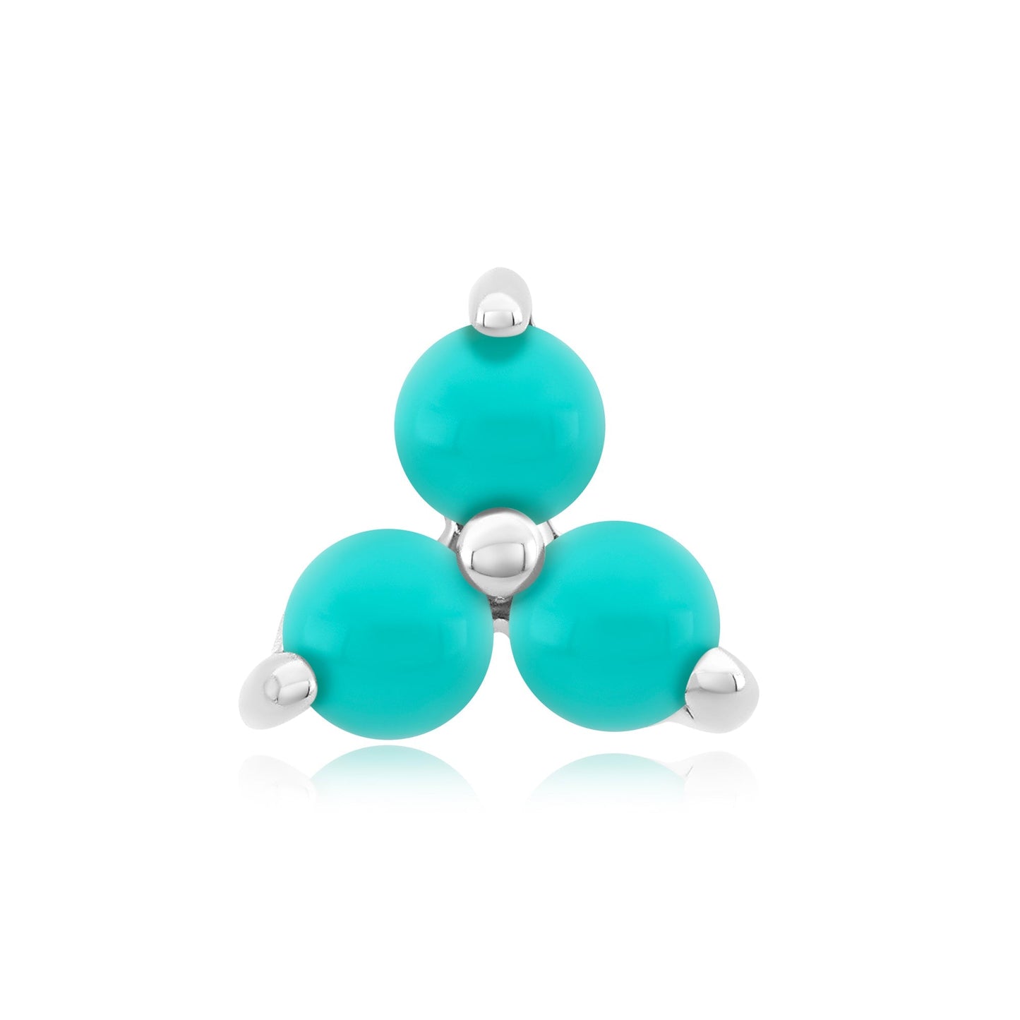 14k gold threadless turquoise end with three natural stones
