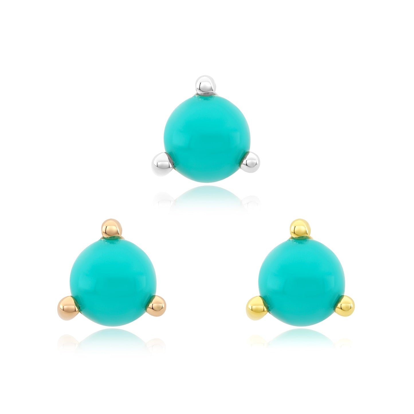 3 prong turquoise cabochon in 14k gold body jewelry setting
