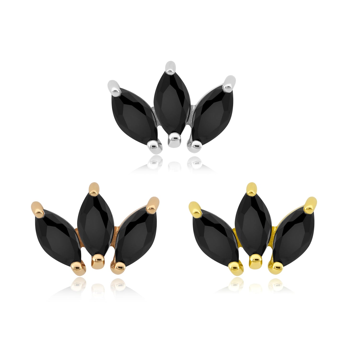 14k gold threadless end with marquise CZ gems for piercings