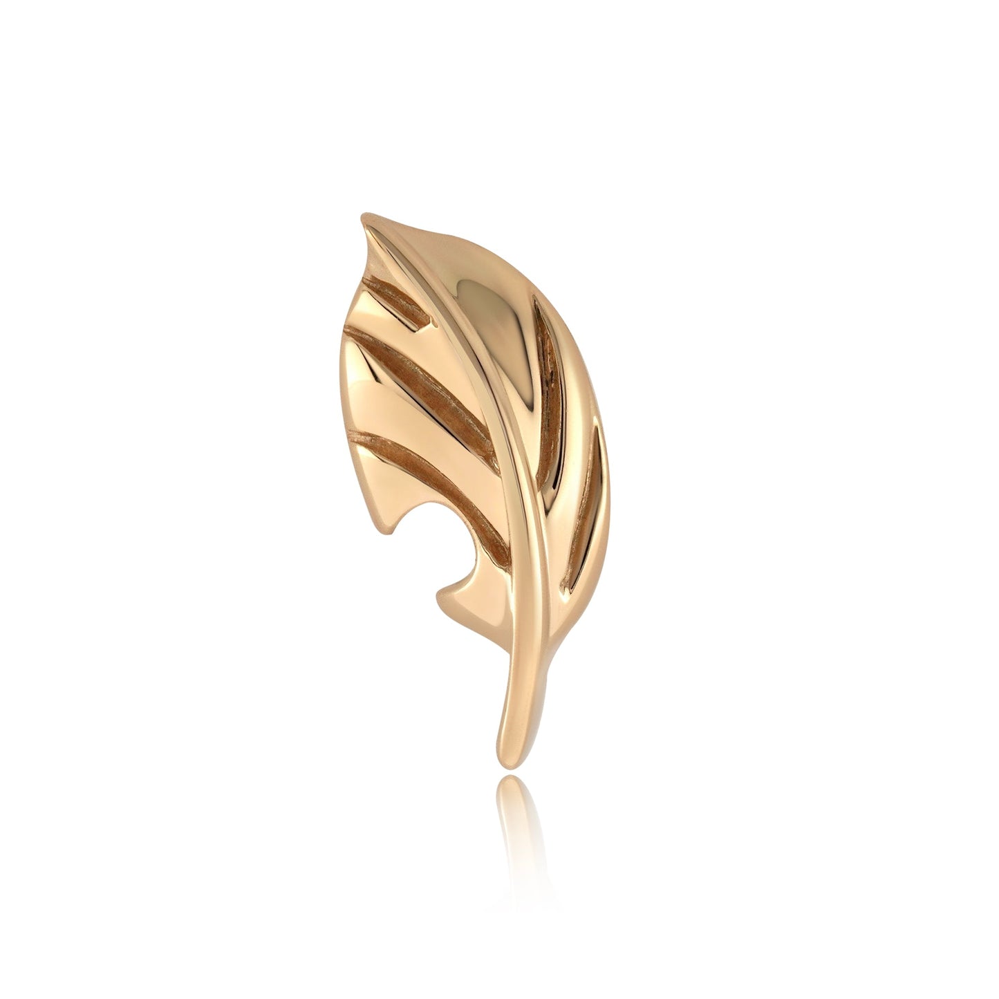 14k gold leaf threadless end body piercing jewelry