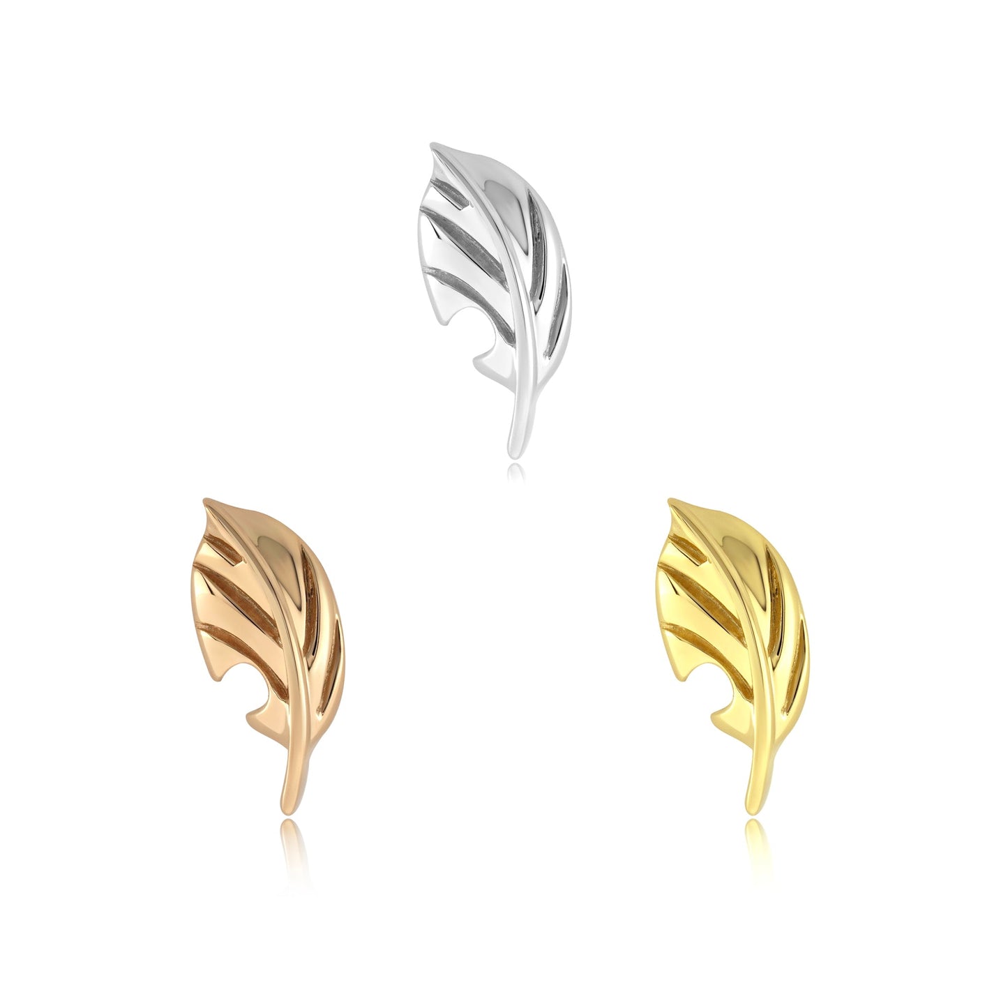 14k gold leaf threadless end body piercing jewelry