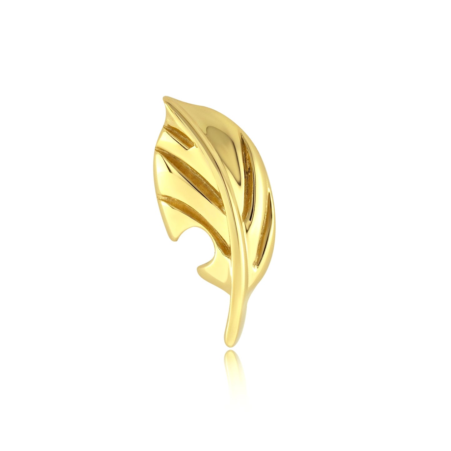 14k gold leaf threadless end body piercing jewelry