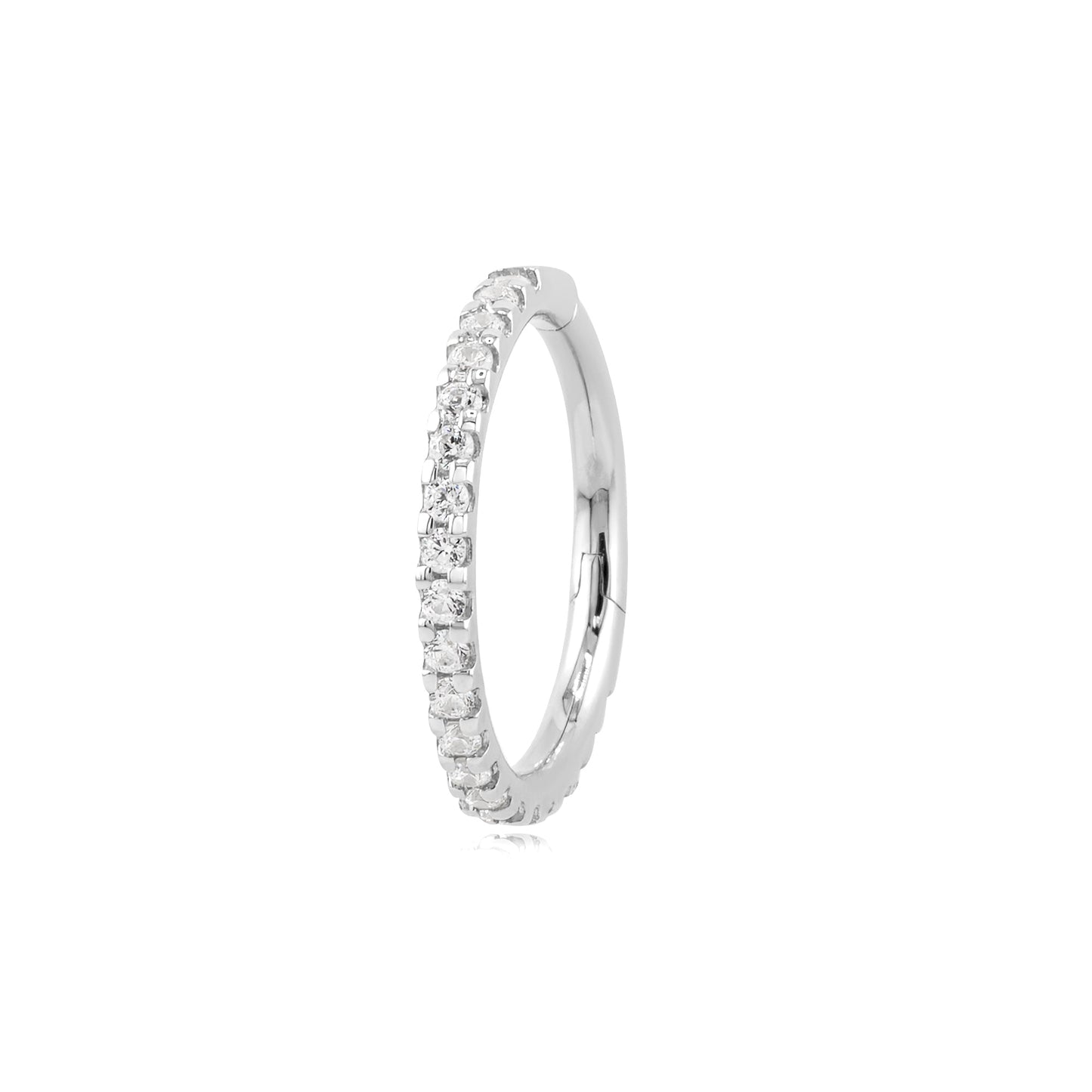 14k gold clicker hoop for helix daith and lobe with CZ stones