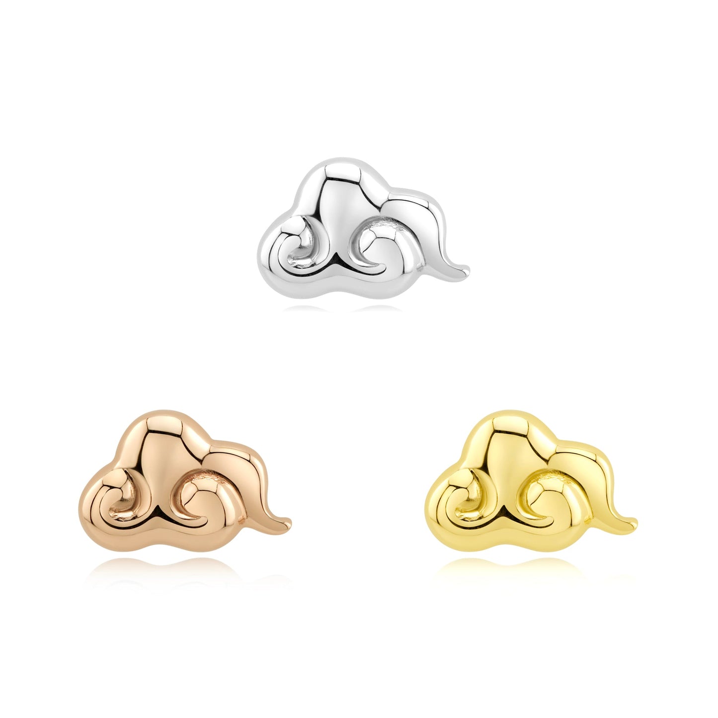 14k gold cloud threadless piercing jewelry with titanium pin