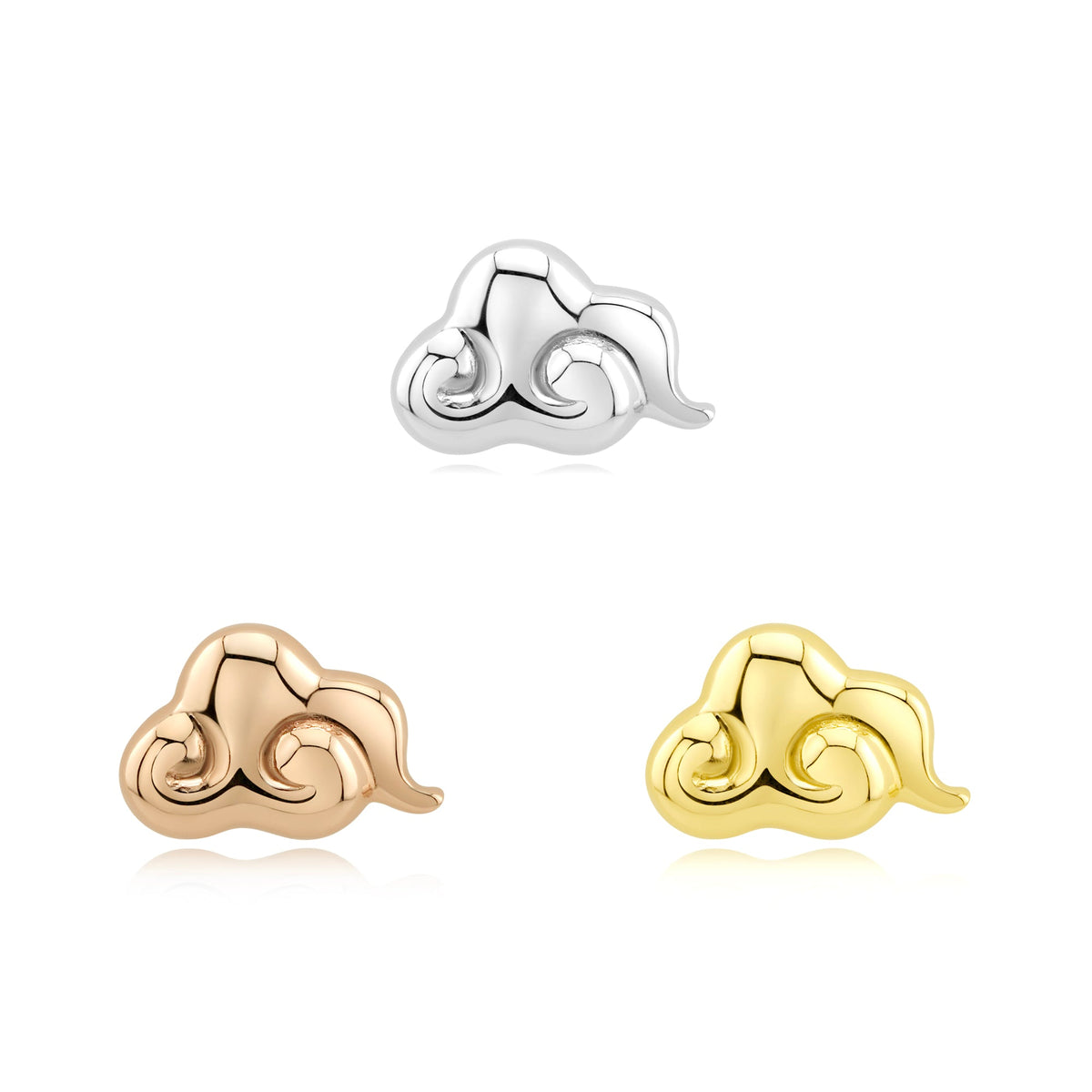 14k gold cloud threadless piercing jewelry with titanium pin