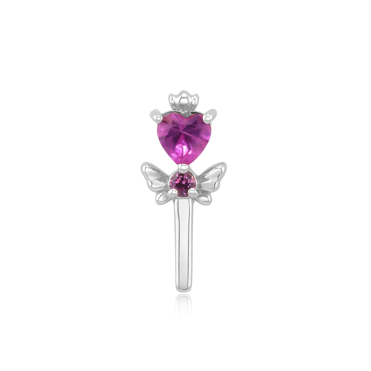 14k gold fairy wand threadless end with pink CZ for piercings