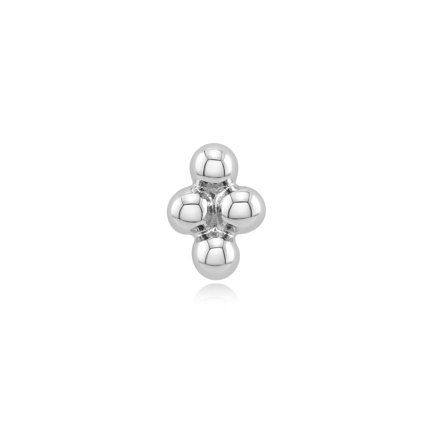 Quad-Orb 14k gold threadless end for piercing jewelry display