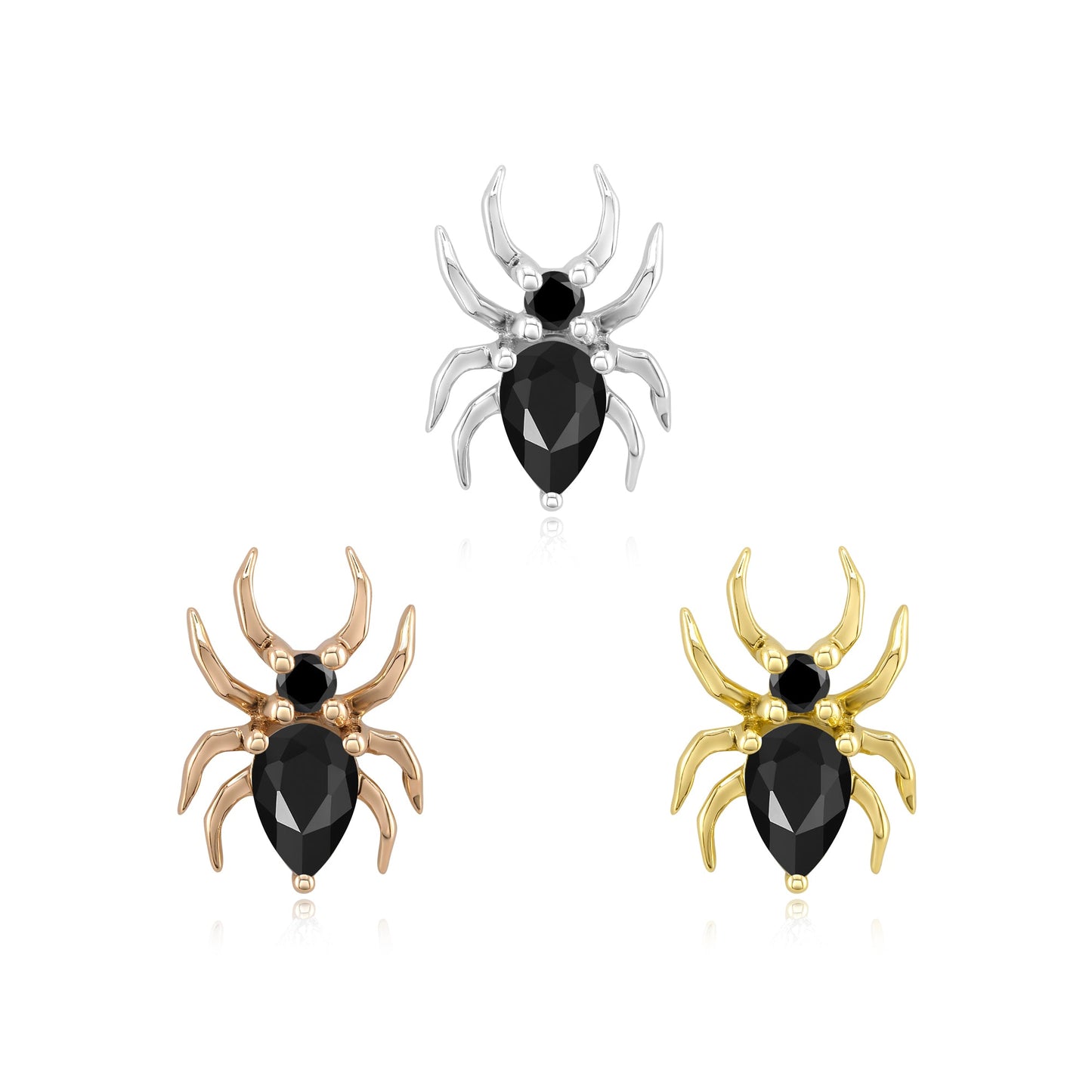 14k gold spider threadless end with CZ or moonstone
