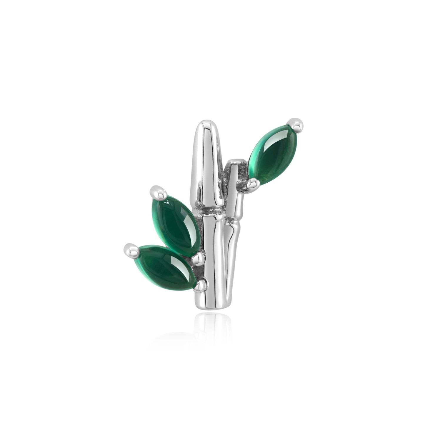 Bamboo Grove green onyx 14k gold threadless piercing end